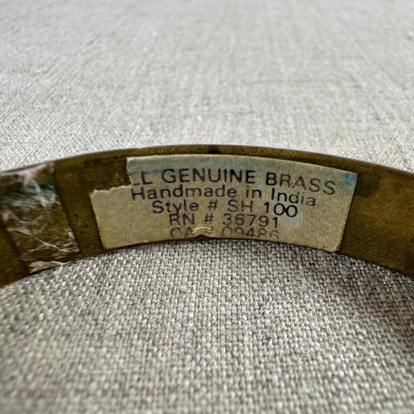Vintage Genuine Brass Embossed Design Bangle Bracelet Handmade 8.25" - Picture 3 of 8
